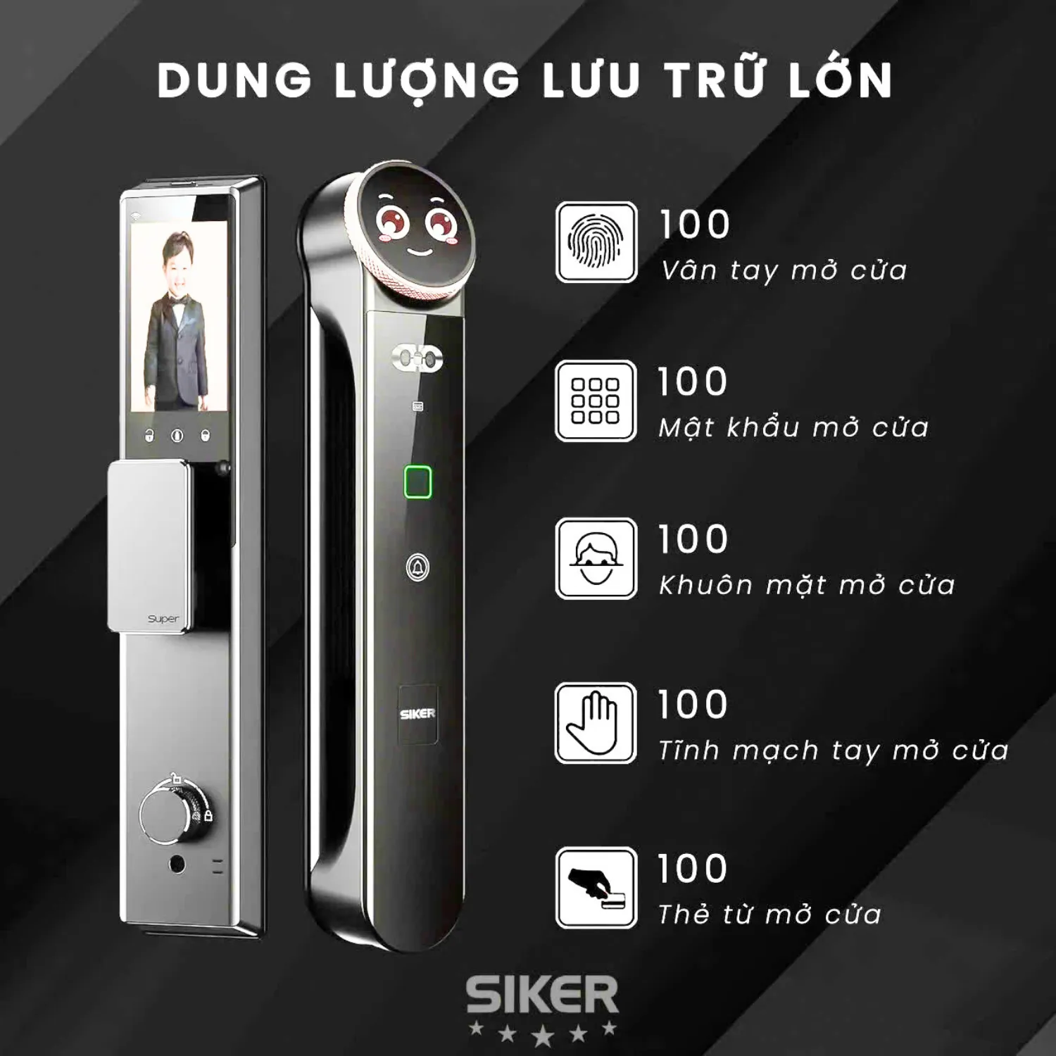 Dung lượng lưu trữ lớn trên khóa Siker KTS900AI