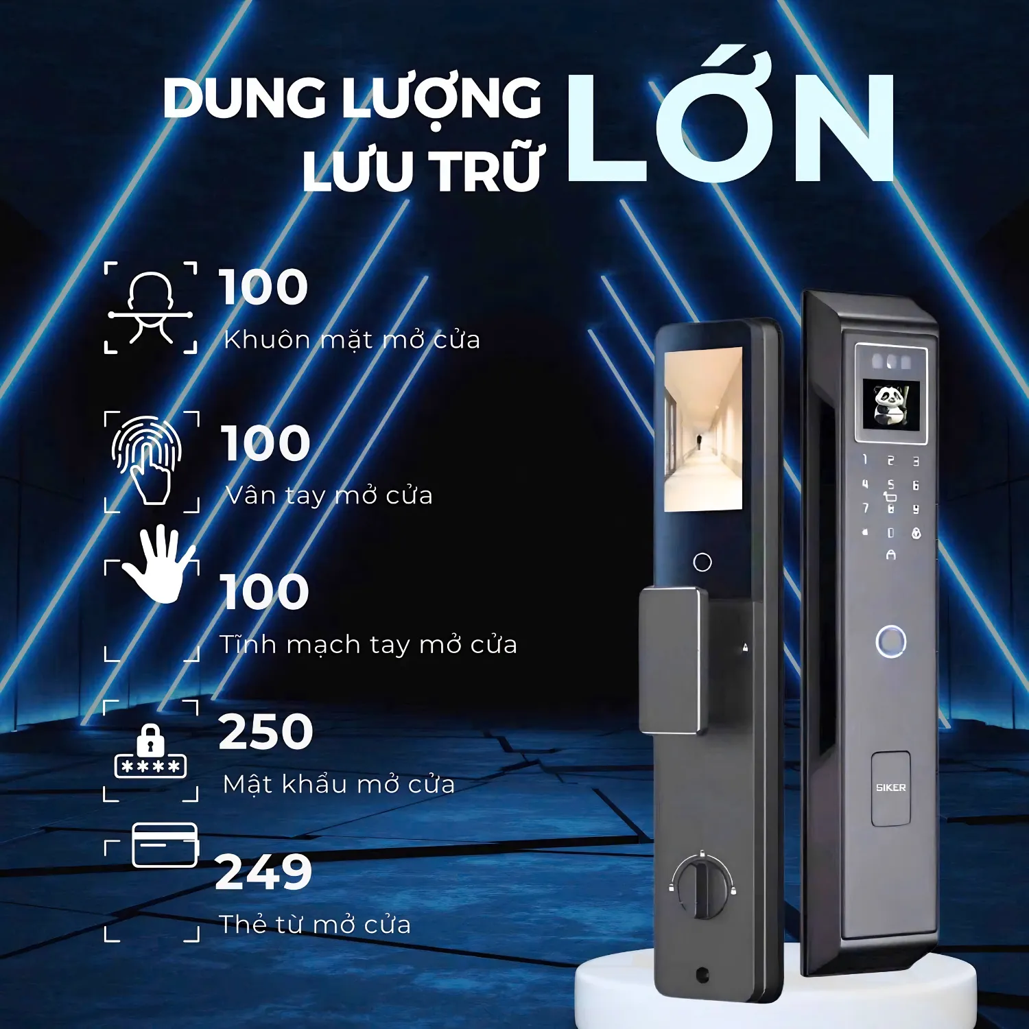 Dung lượng lưu trữ lớn trên khóa điện tử Siker KTS950MC
