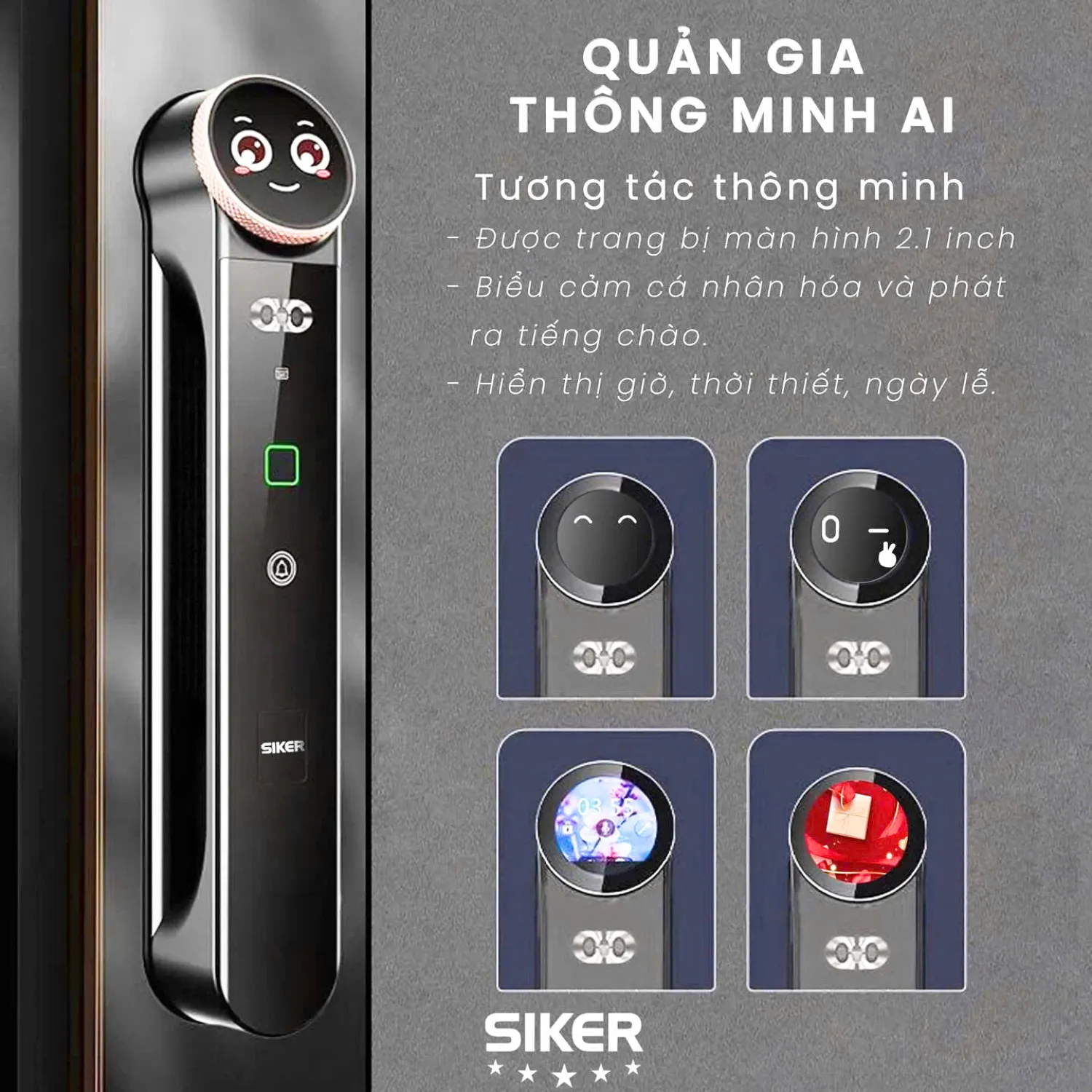 Màn hình hiển thị thông minh trên khóa Siker KTS900AI