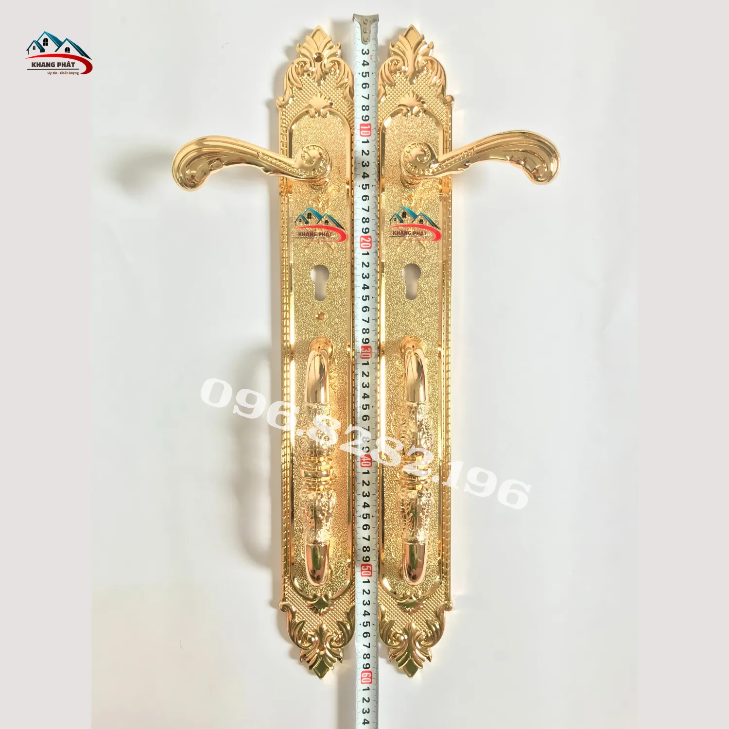 Khóa cửa đại sảnh đồng thau KP7283 dài 60cm phong cách luxury