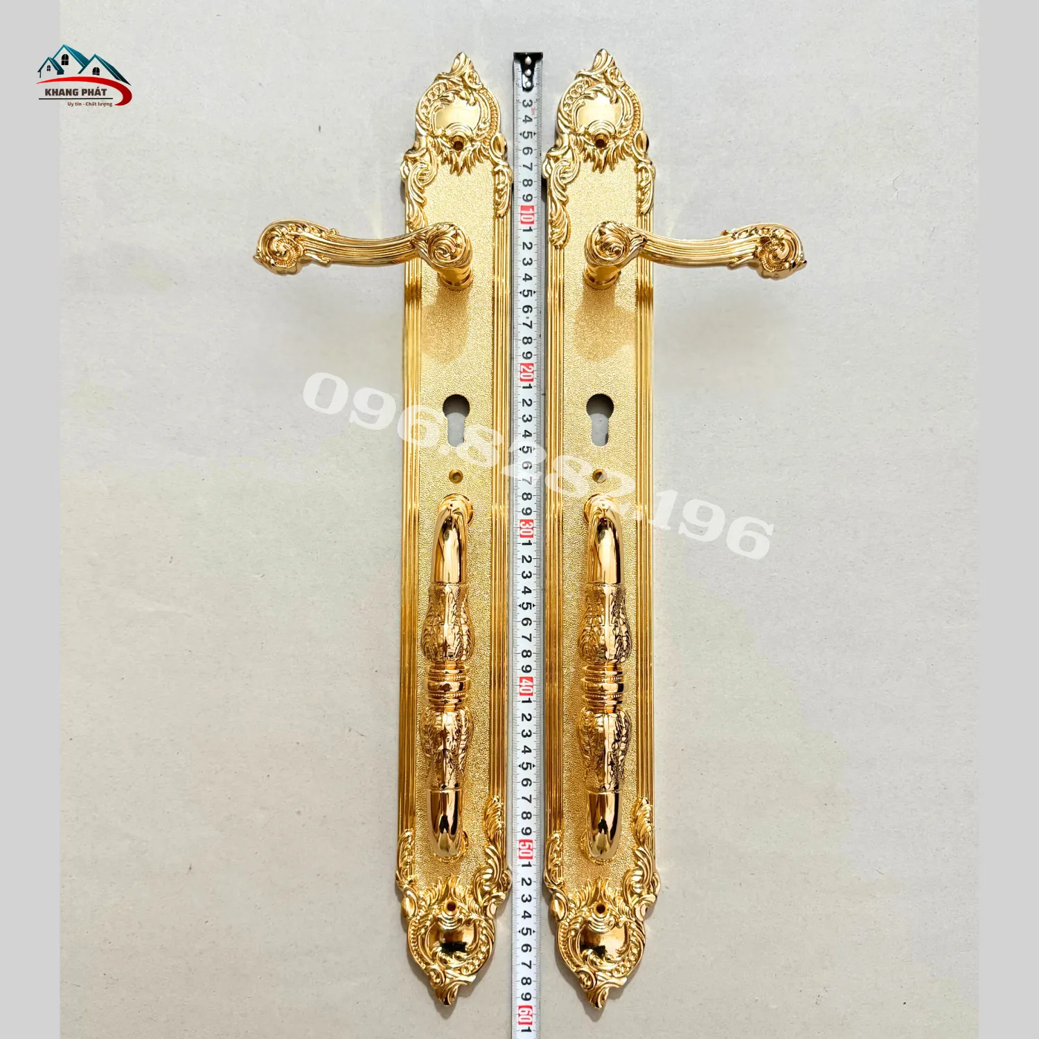 Khóa cửa đại sảnh KP6161 dài 60cm bằng đồng thau nguyên khối