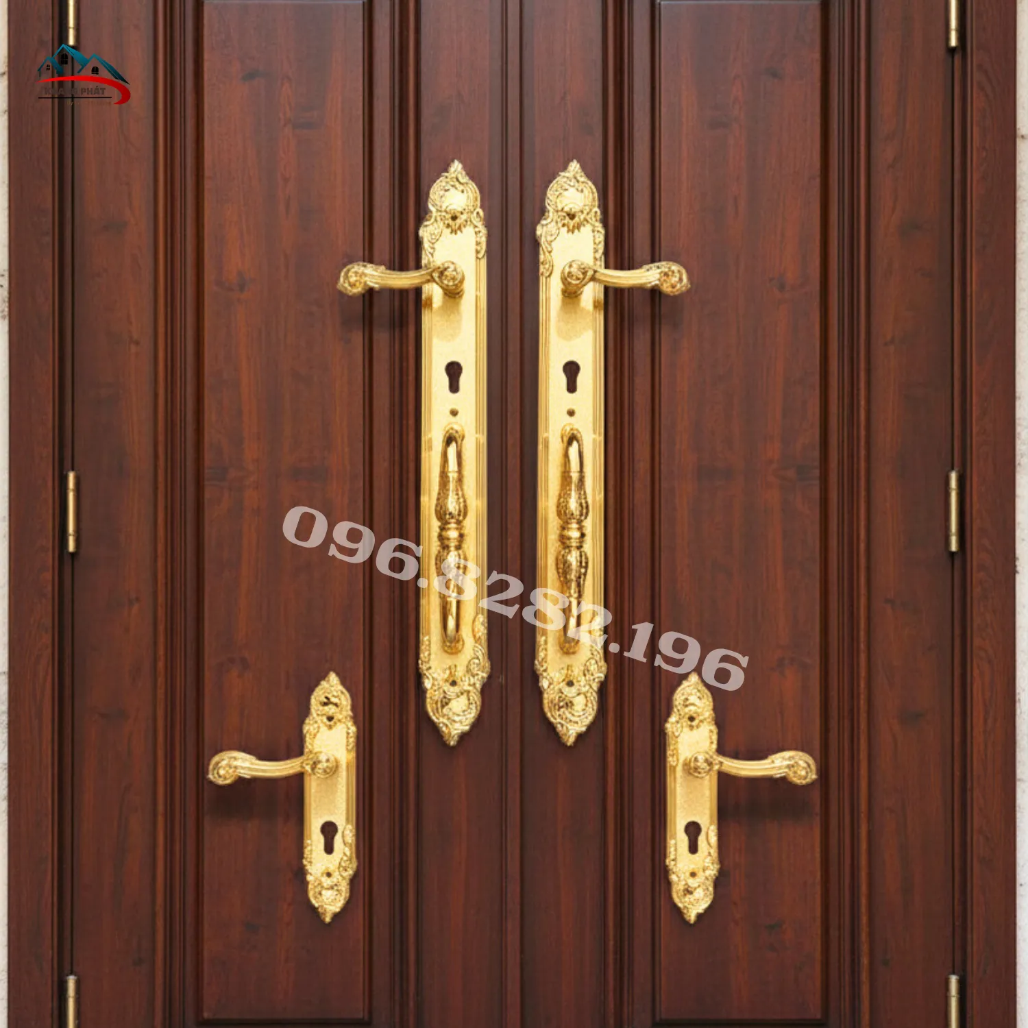 Khoá cửa bằng đồng KP6161 lắp trên cửa gỗ tự nhiên