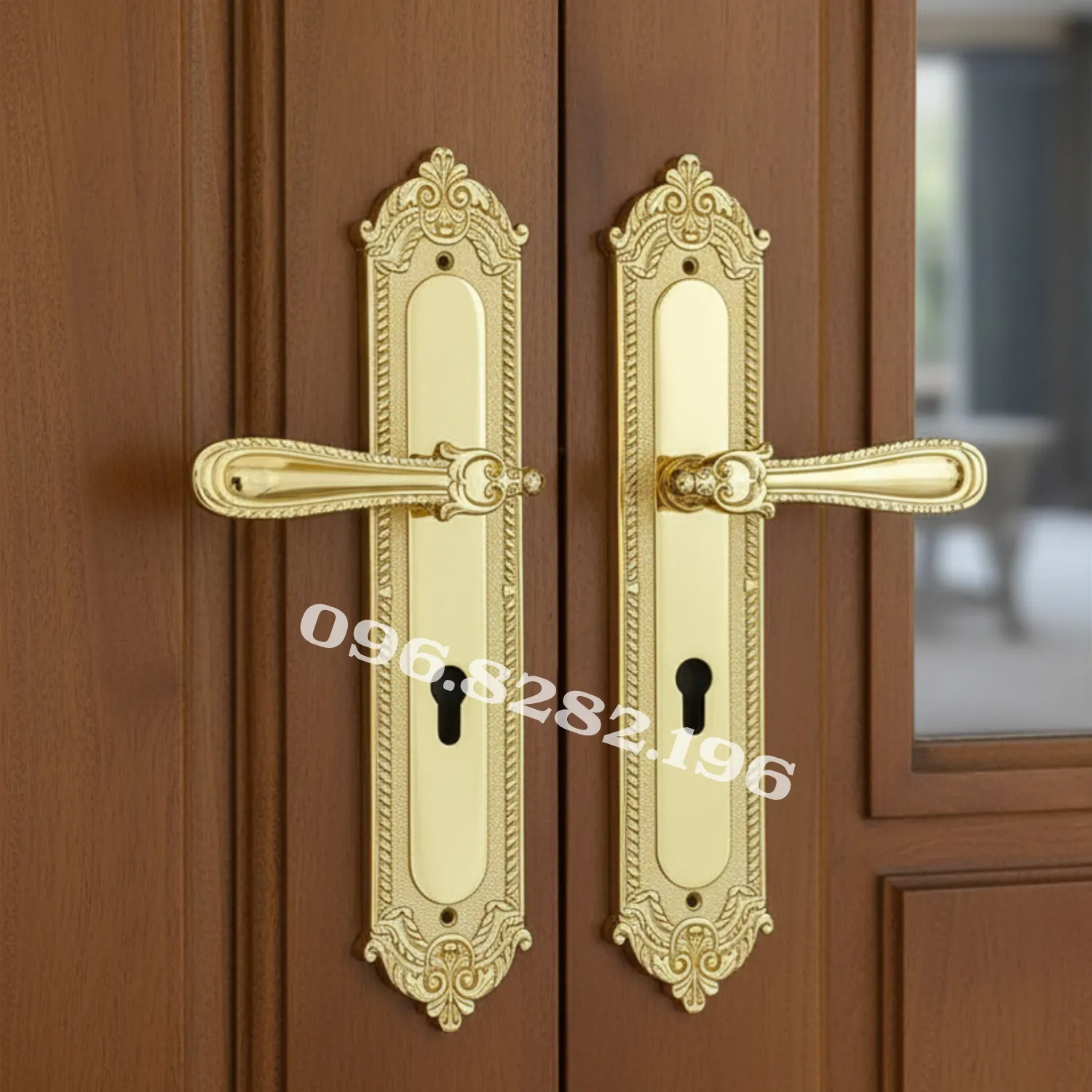 Bộ khóa KP666 lắp trên cửa gỗ tự nhiên cao cấp