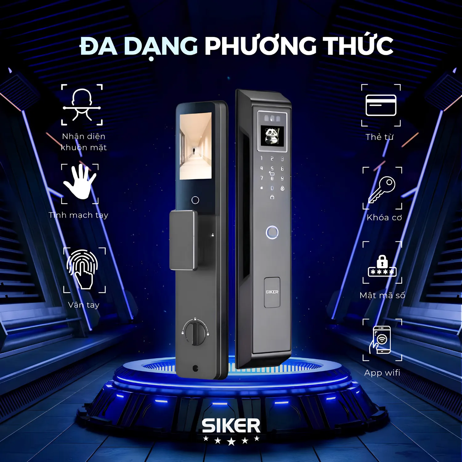 Khóa điện tử Siker KTS950MC đa dạng phương thức mở khóa