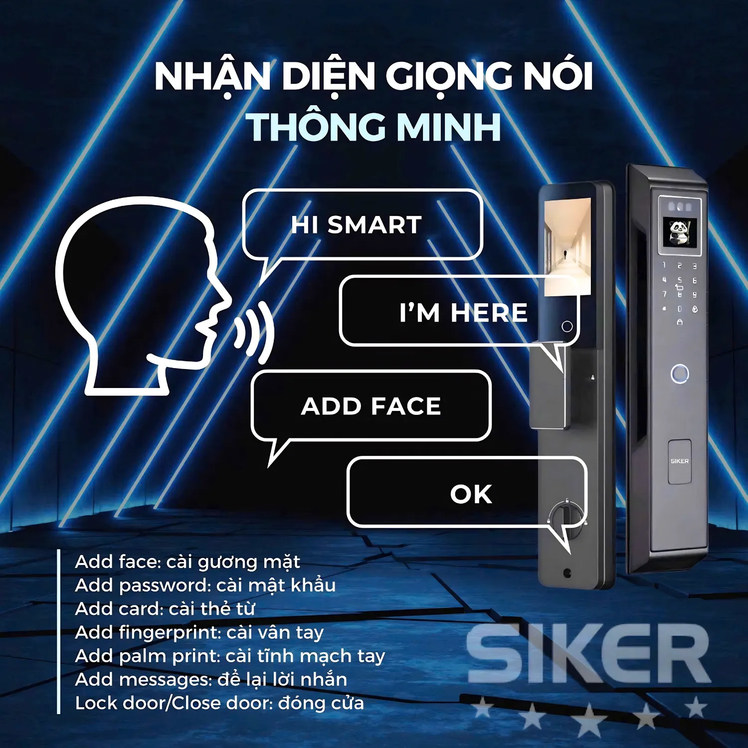 Khoá cửa thông minh Siker KTS950MC nhận diện giọng nói