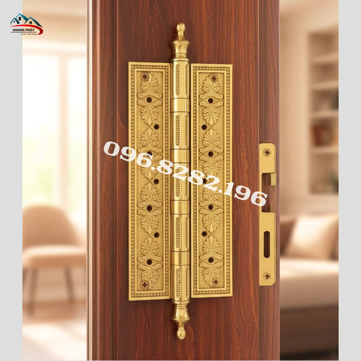 Bản lề KP-LĐB530 lắp trên cửa gỗ nặng