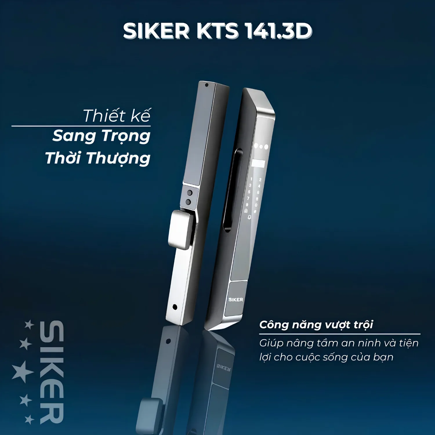 Mặt kính cường lực khoá cửa thông minh Siker KTS141.3D bền bỉ