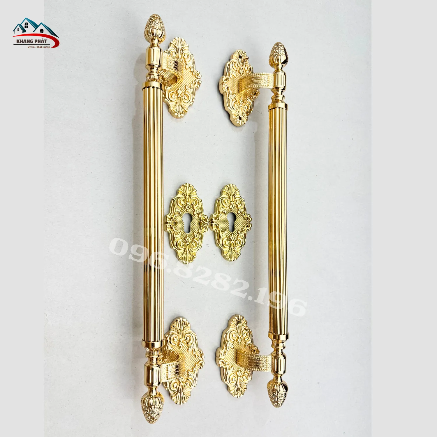 Tay nắm cửa đồng KP-TNLT160B kết hợp khóa âm cửa