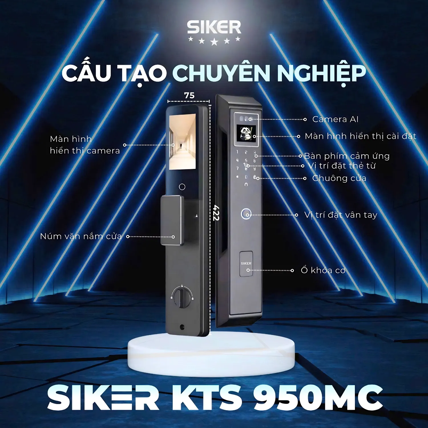 Thiết kế Châu Âu của khóa cửa thông minh Siker KTS950MC