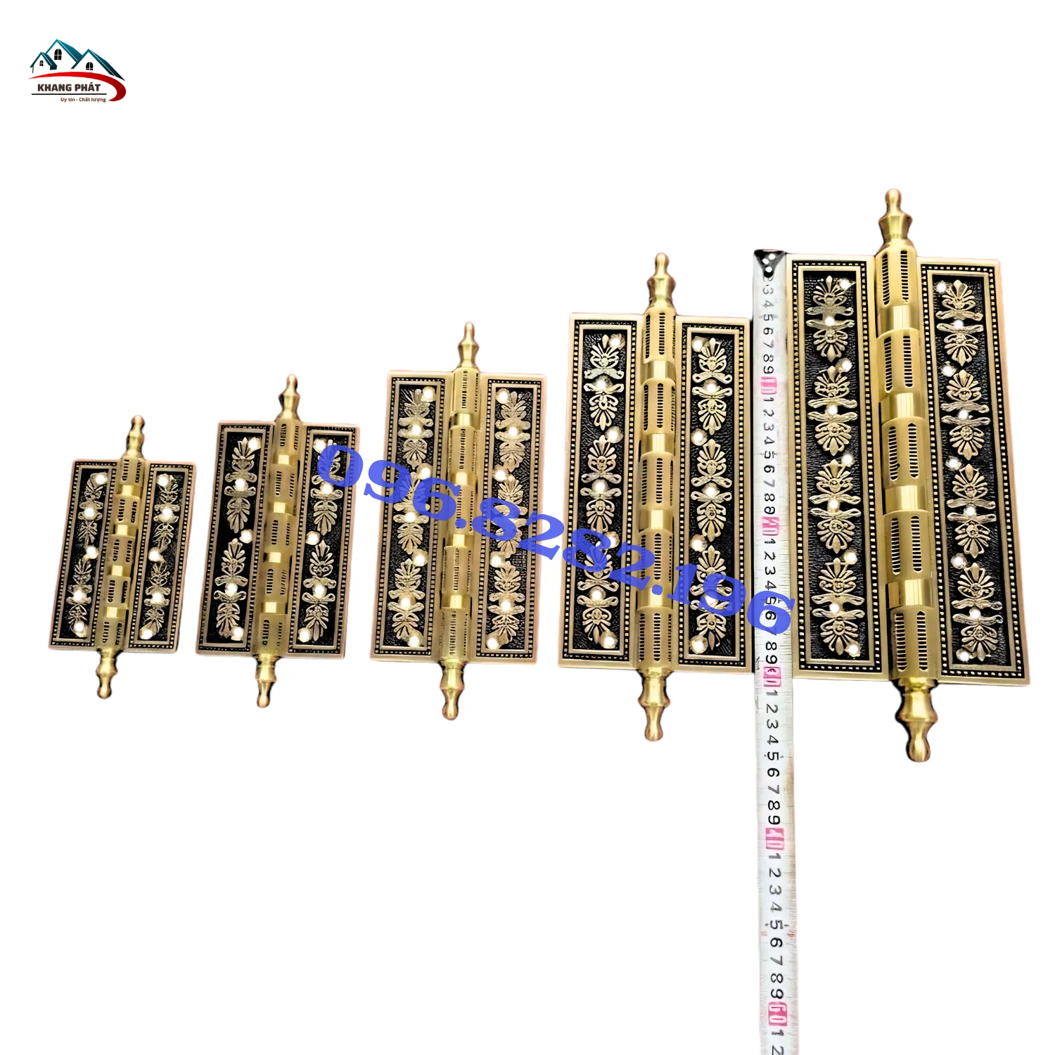 Tổng hợp các kích thước bản lề cửa gỗ bằng đồng hoa văn màu đen
