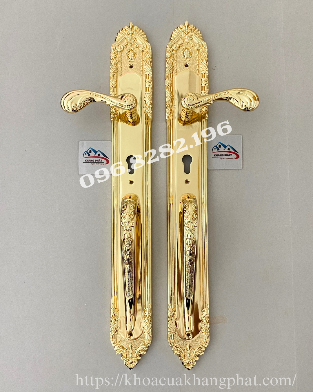 Khóa cửa gỗ biệt thự bằng đồng mạ vàng 24K KP1818 sang trọng