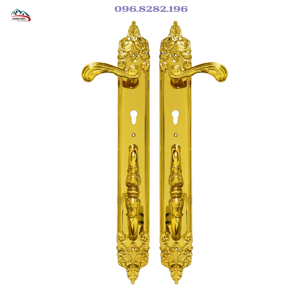 hóa cửa gỗ đại sảnh bằng đồng thau nguyên khối KP6034 dài 60cm