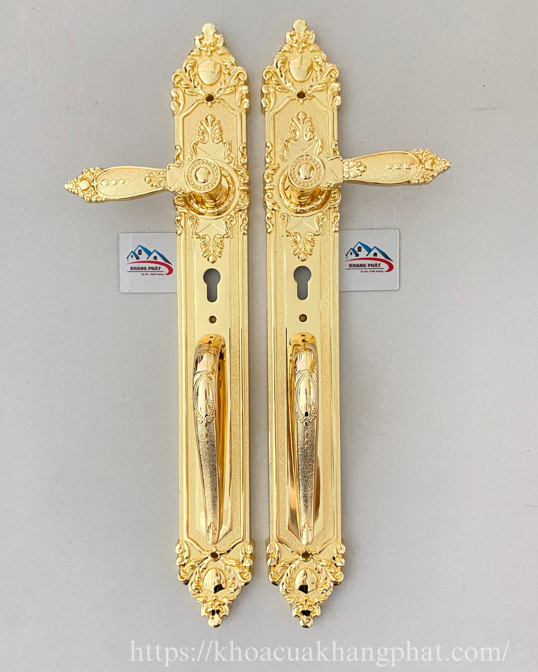 Khóa cửa đại sảnh đồng thau mạ vàng 24K KP3939 dài 60cm