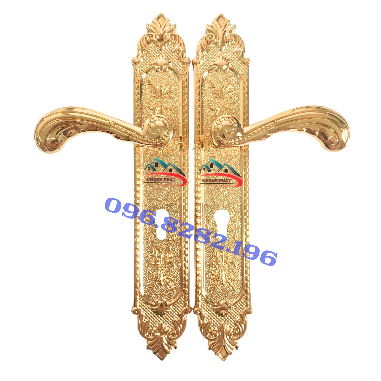 Mẫu khóa cửa chính KP7283 màu vàng 24K bằng đồng cao cấp