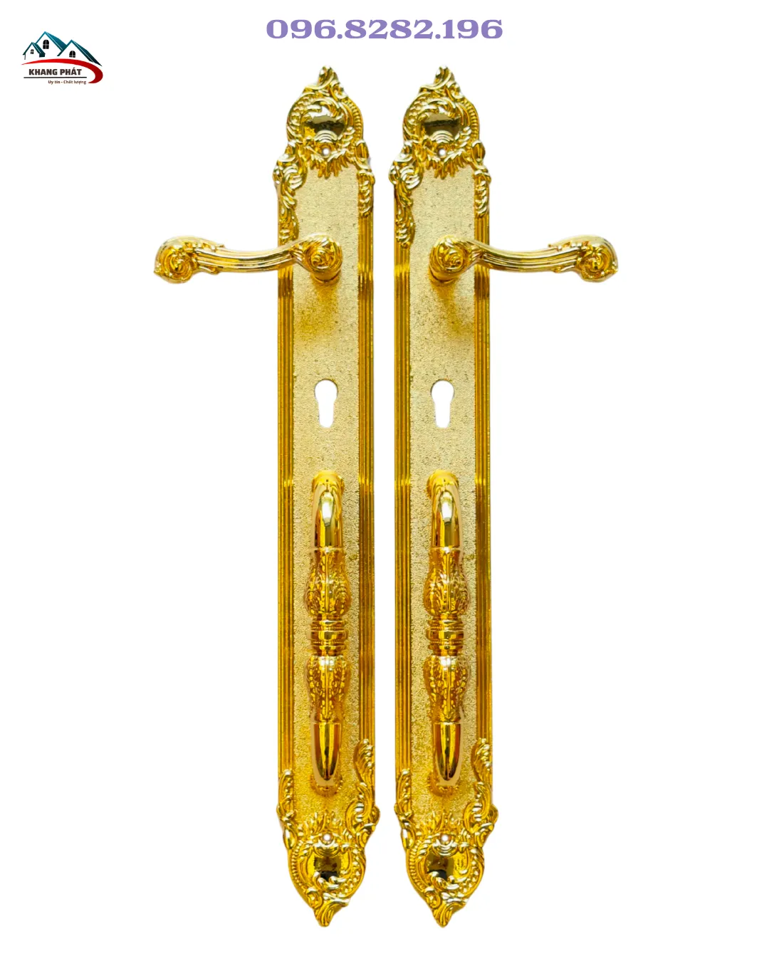 Khóa cửa đại sảnh đồng mạ vàng 24K KP6161 dài 60cm