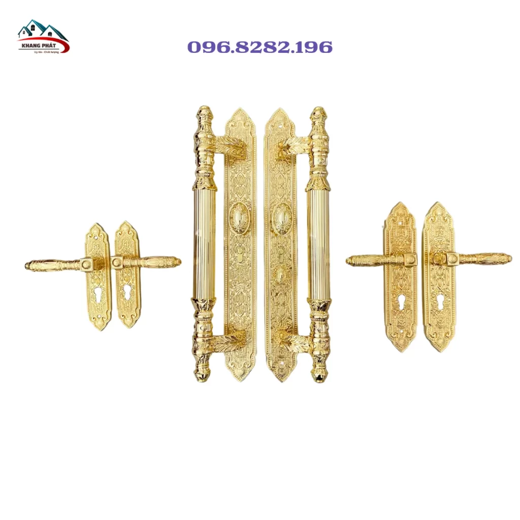 Khóa cửa đại sảnh KP999A mạ vàng 24K thiết kế cao cấp