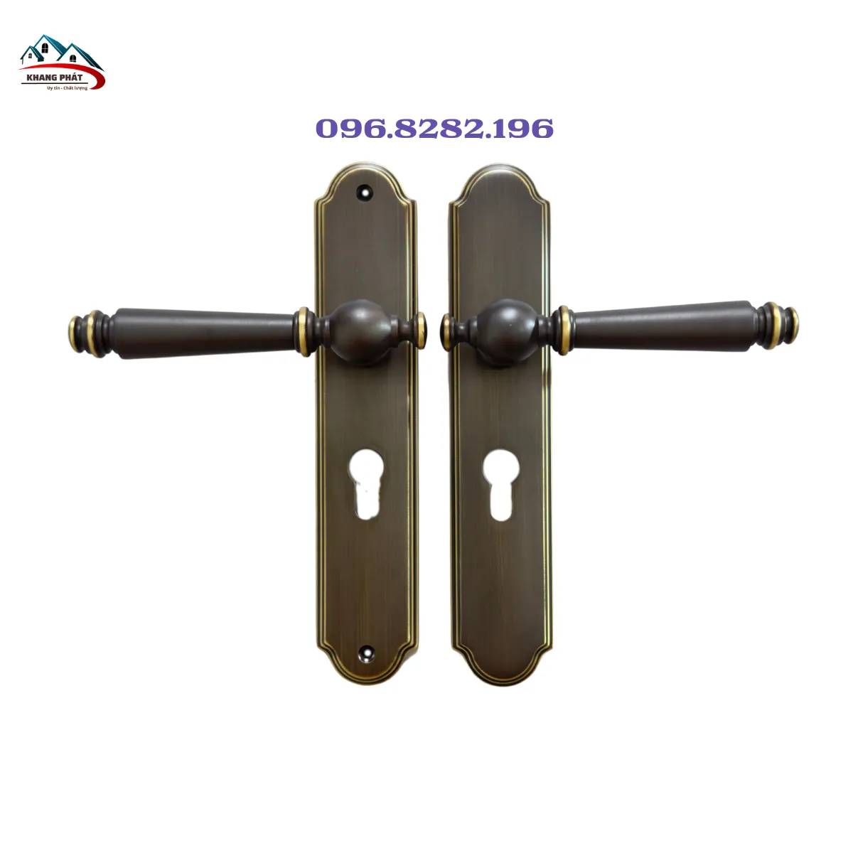 Khóa cửa gỗ bằng đồng thau 24.5cm KP1515 màu cafe