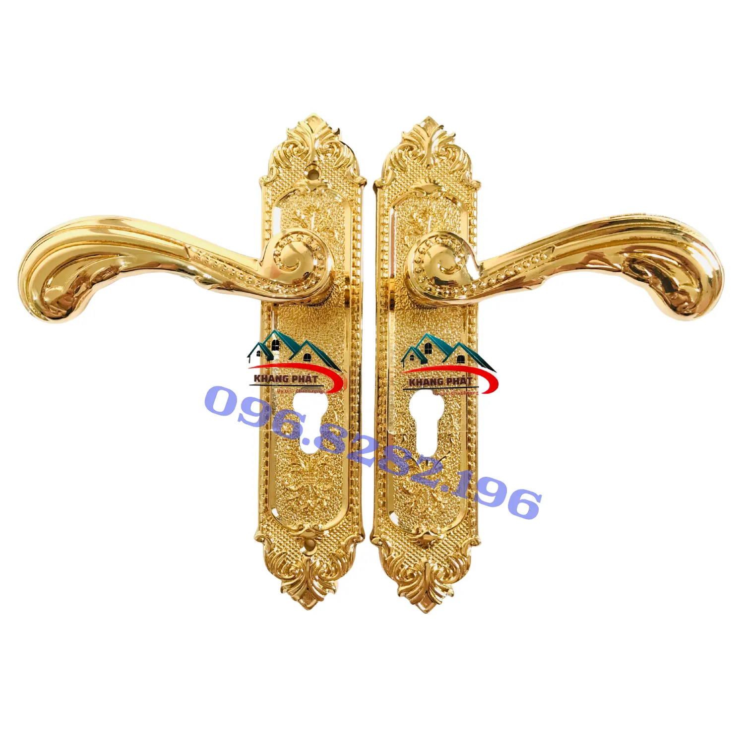 Bộ khóa cửa KP7283 màu 24K bằng đồng cao cấp cho cửa gỗ