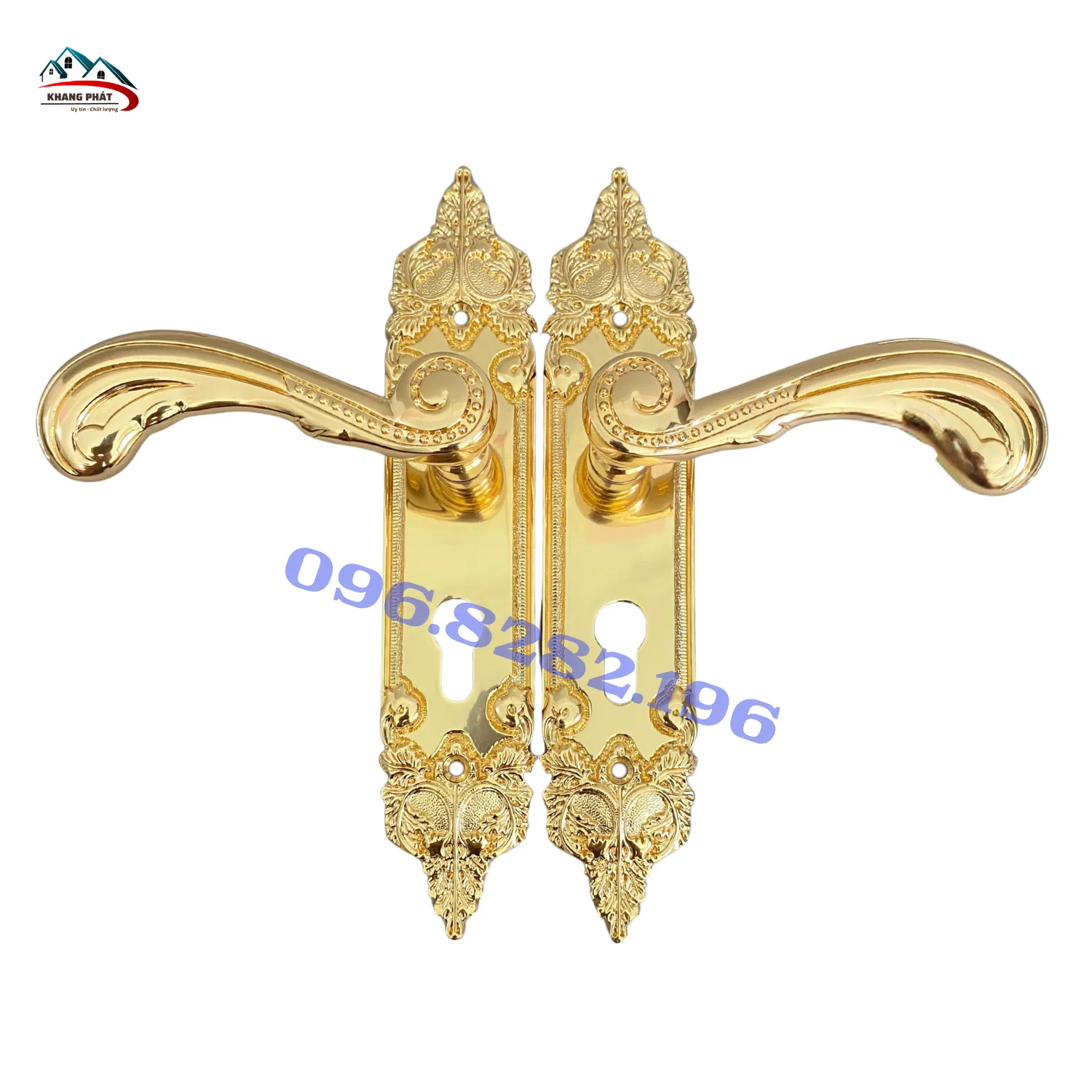 Khóa cửa phòng đồng KP6034 mạ vàng 24K lắp cho cửa gỗ cao cấp