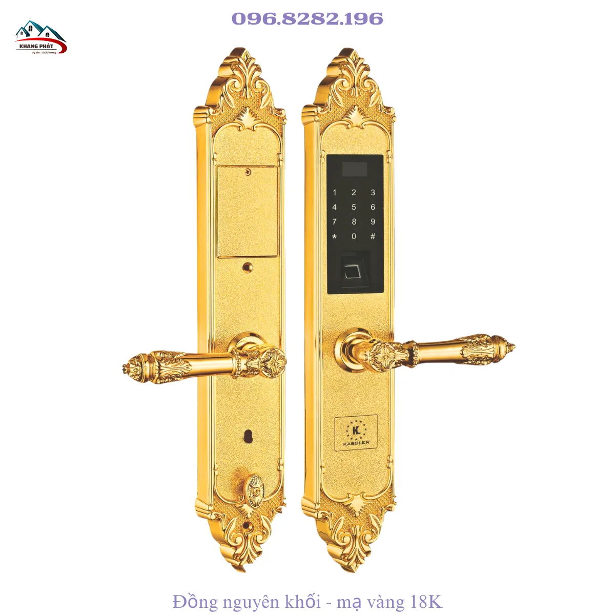 Khóa đại sảnh thông minh tân cổ điển bằng đồng KL-959 cao cấp