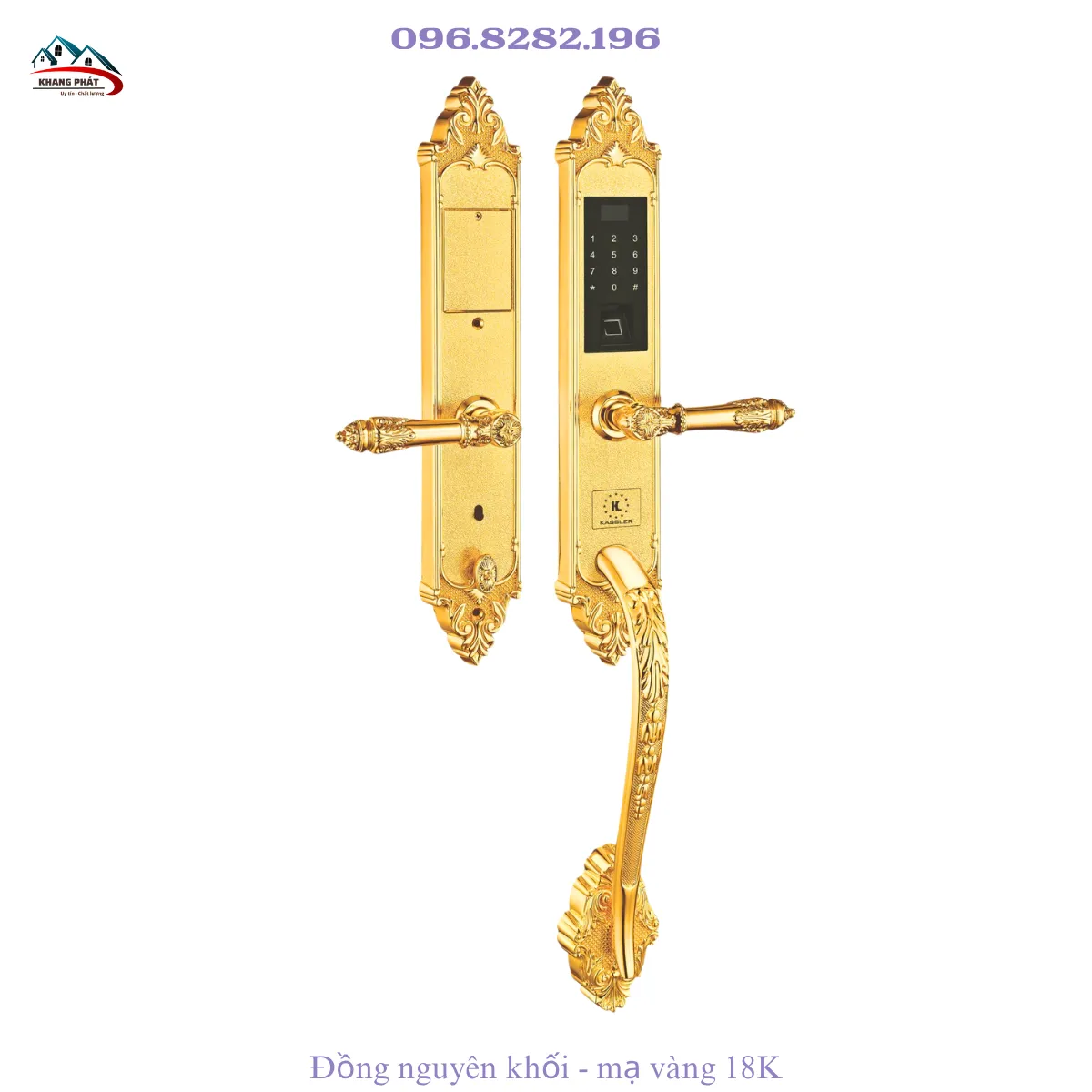 Khóa đại sảnh thông minh tân cổ điển bằng đồng KL-969 cao cấp