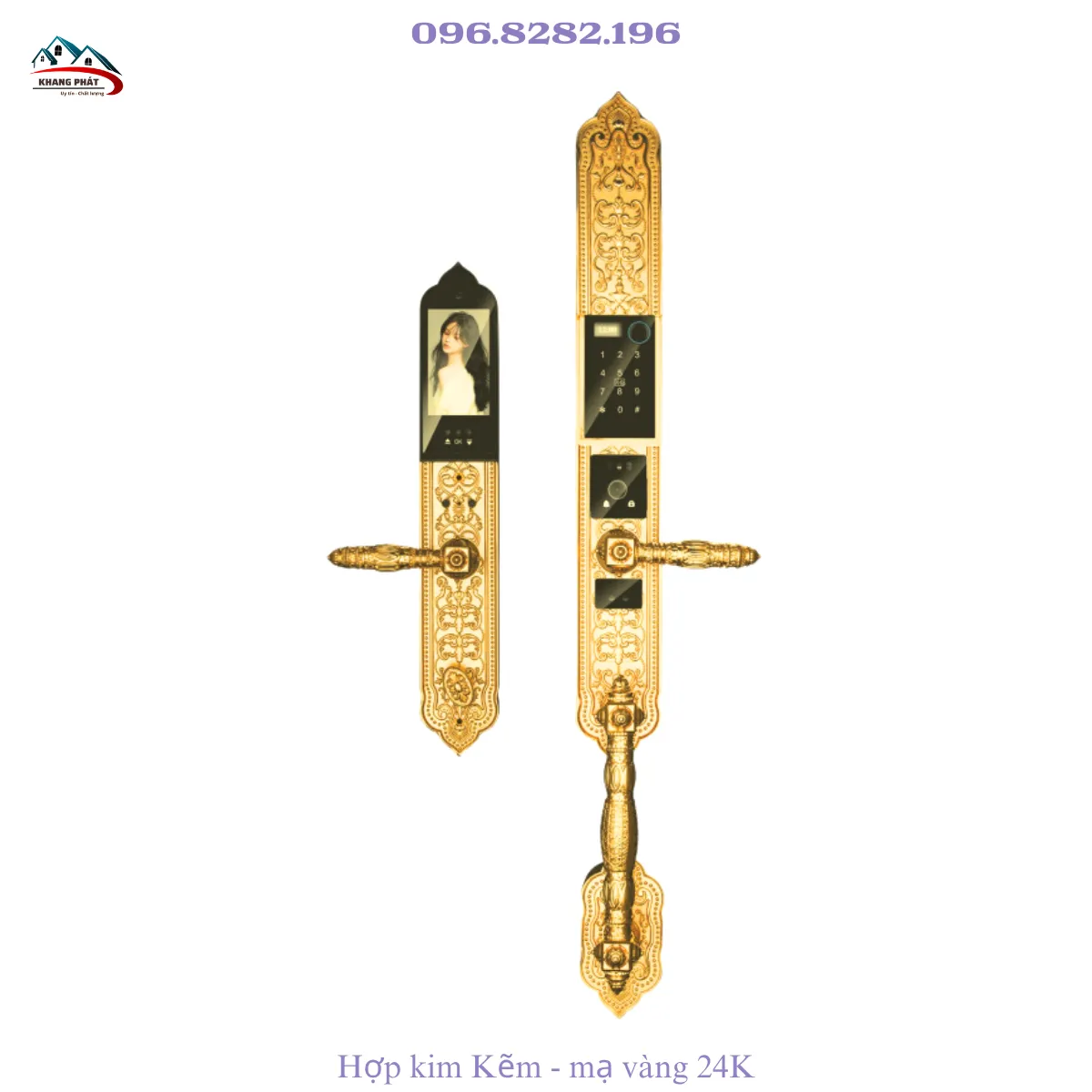 Khóa đại sảnh thông minh tân cổ điển KL939F Pro hợp kim kẽm mạ vàng 24K