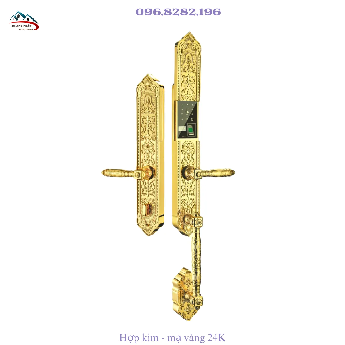 Khóa đại sảnh thông minh tân cổ điển KL939 hợp kim mạ vàng 24K