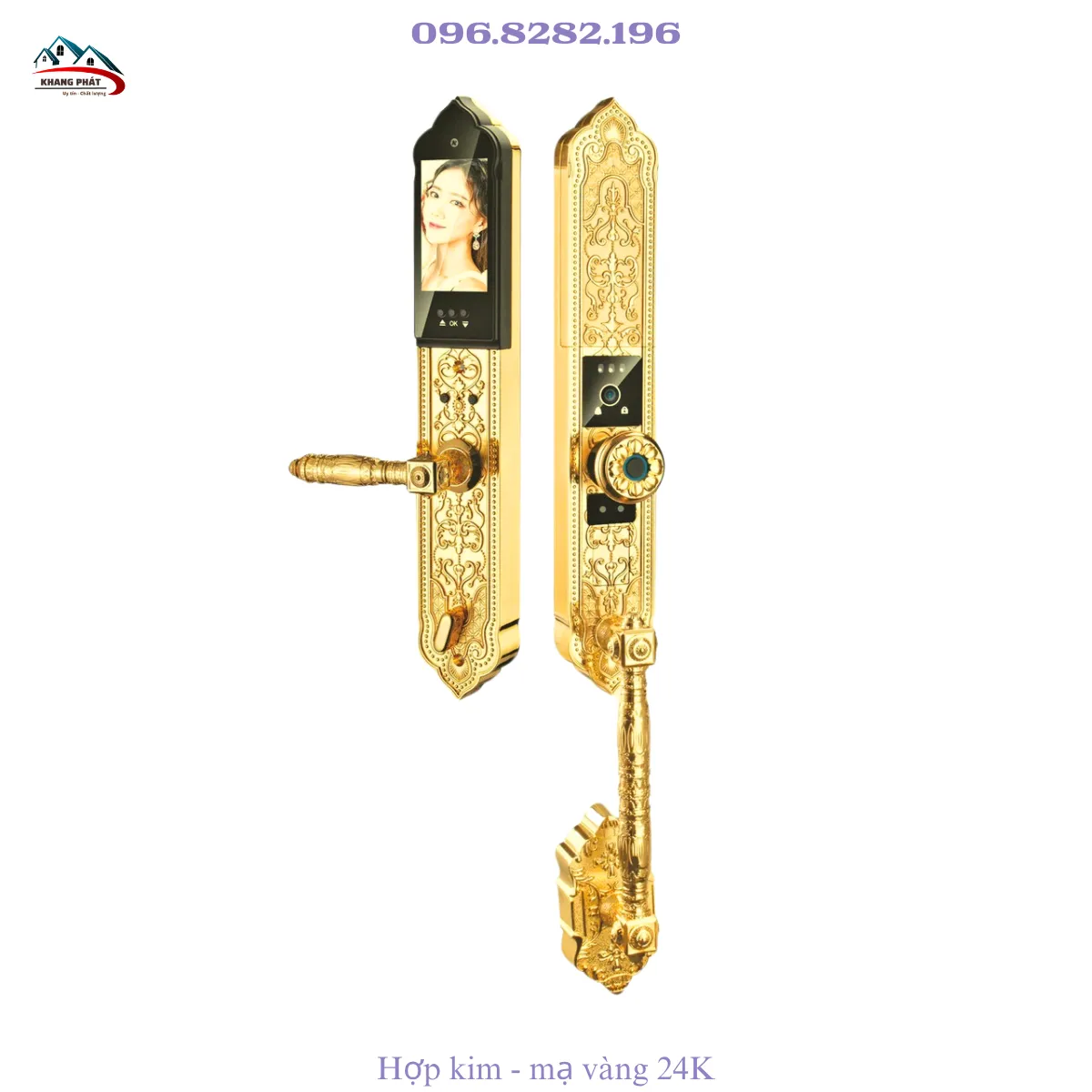 Khóa đại sảnh thông minh tân cổ điển KL939F hợp kim mạ vàng 24K