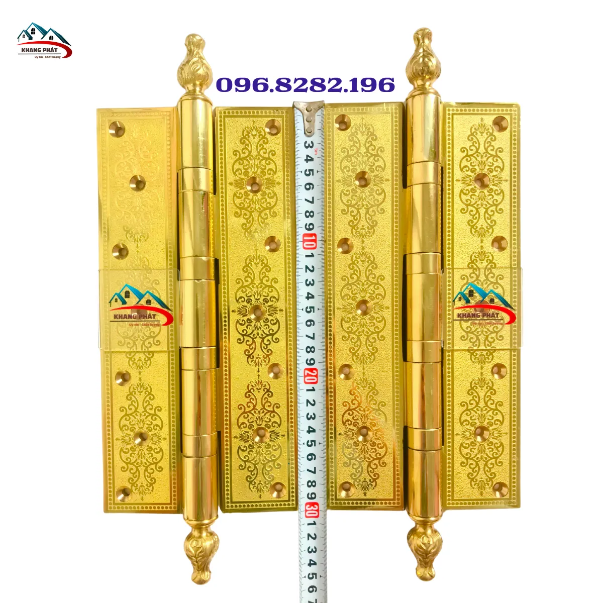 Bản lề đồng cửa gỗ đại sảnh dài 30cm, tổng dài trục 40cm, bản lề chịu lực cao cấp