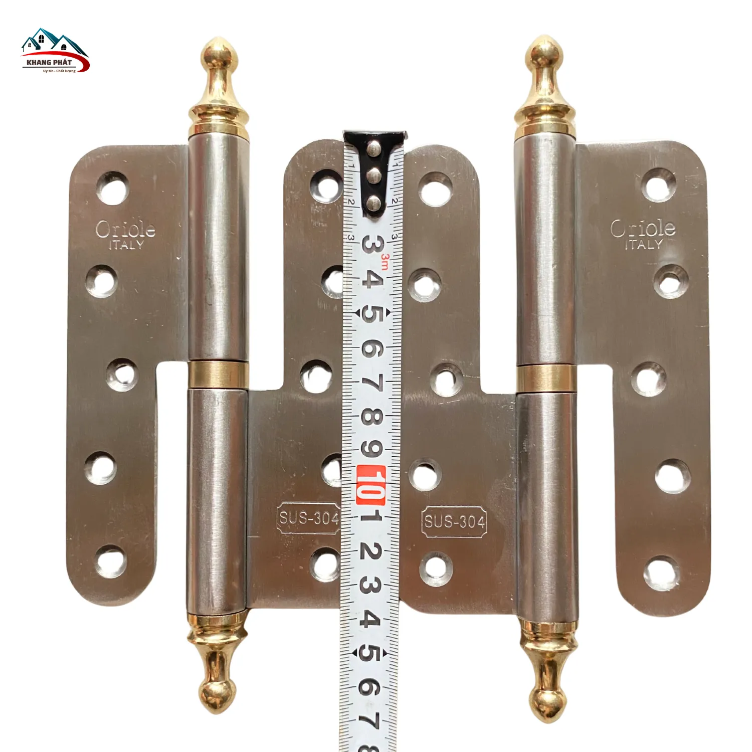 Bản lề cối N10 inox 304 chóp bi đồng cho cửa chính