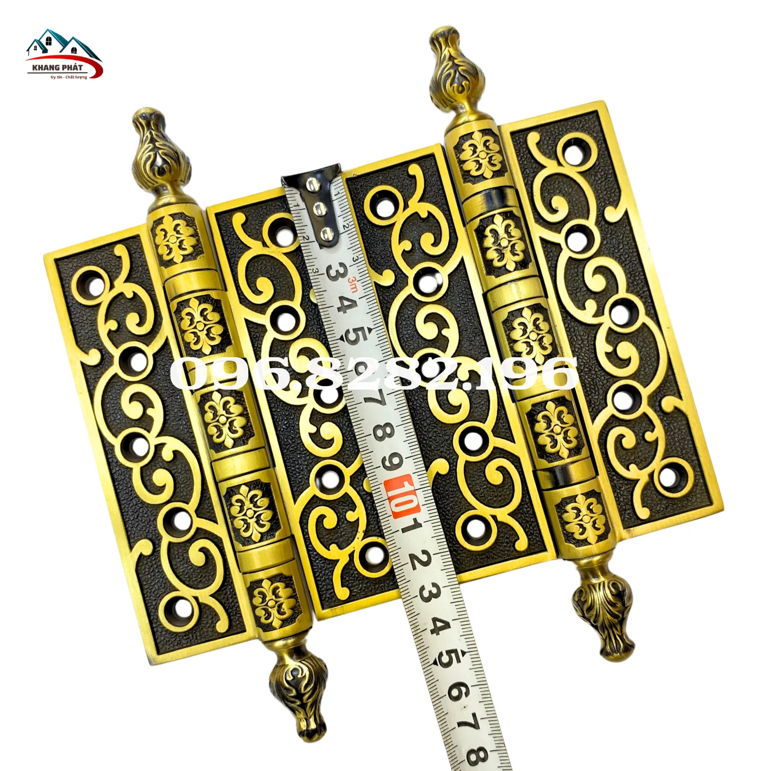 bản lề lá đồng hoa dây 13cm KP-LĐR113 màu rêu cổ