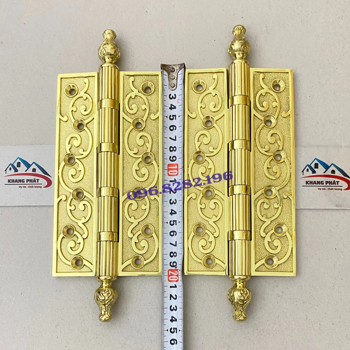 Bản lề lá đồng hoa văn dây leo dài 20cm