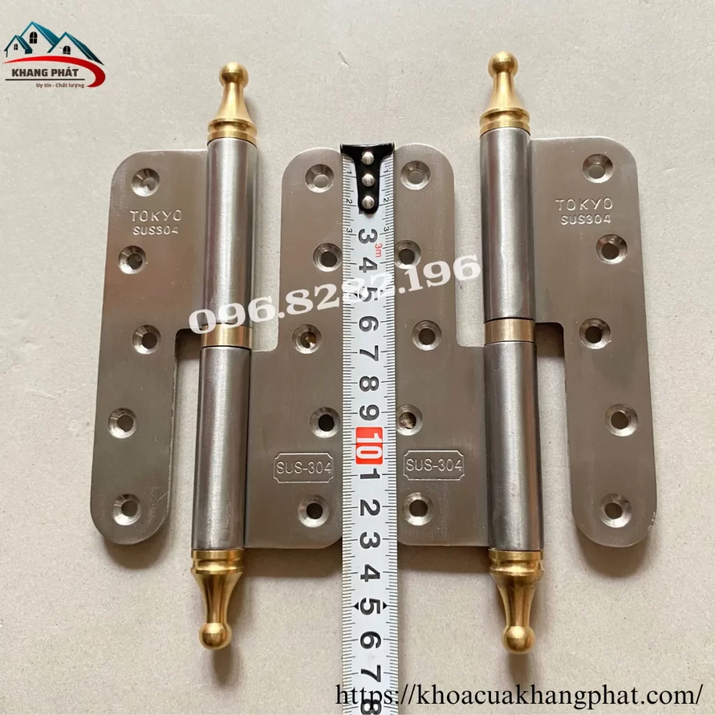 Bản lề N7 inox 304 chóp đồng gắn cửa gỗ