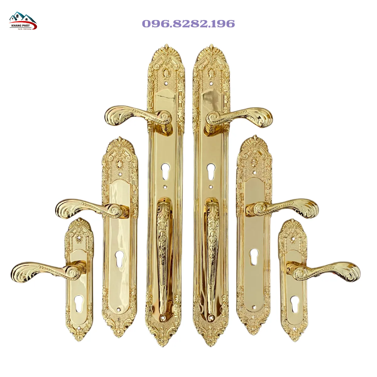 khóa cửa phòng bằng đồng, khóa cửa gỗ mạ vàng 24K, khóa cửa sang trọng KP1818, khóa phòng biệt thự cao cấp