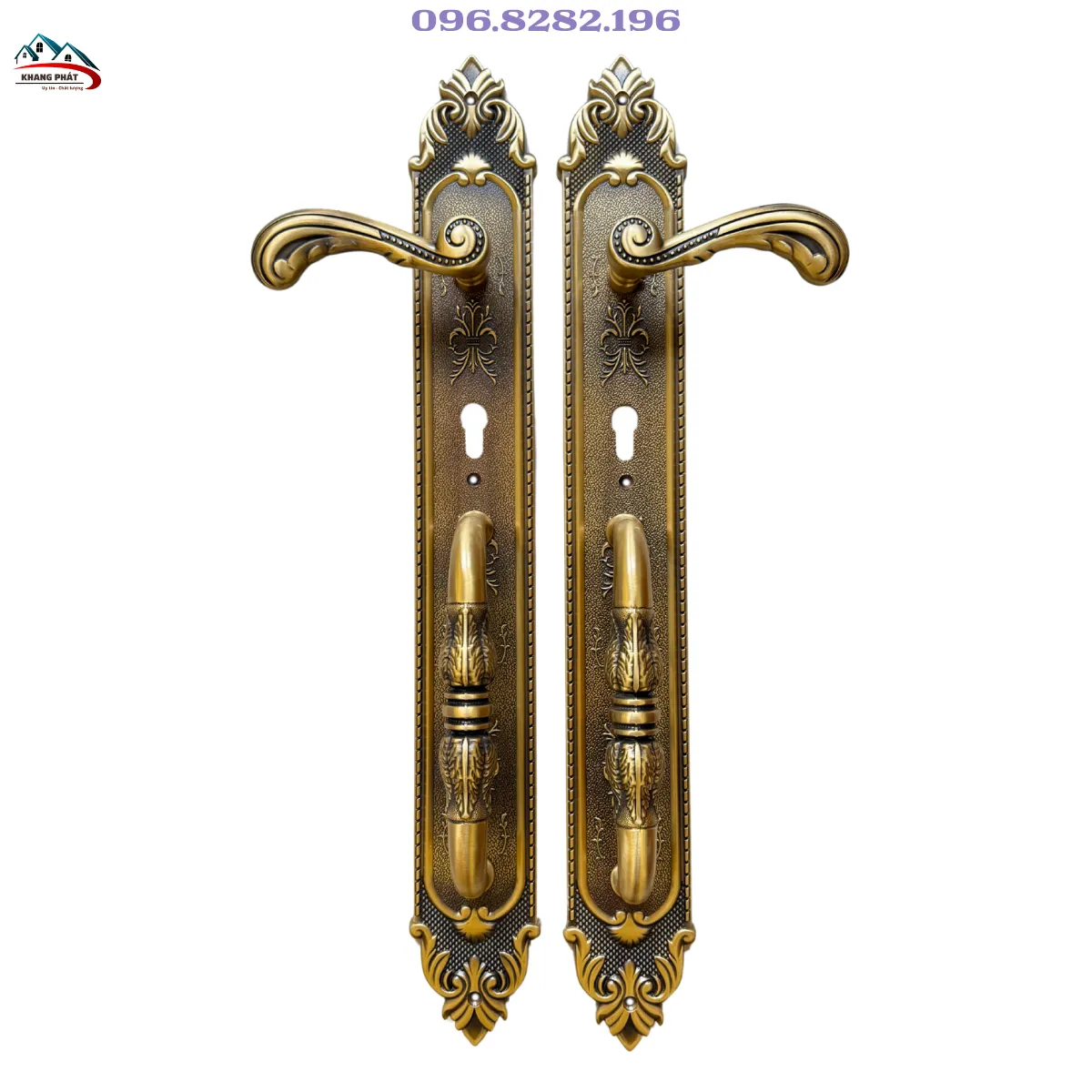 Khoá cửa gỗ đại sảnh 4 cánh KP7283 màu rêu cổ