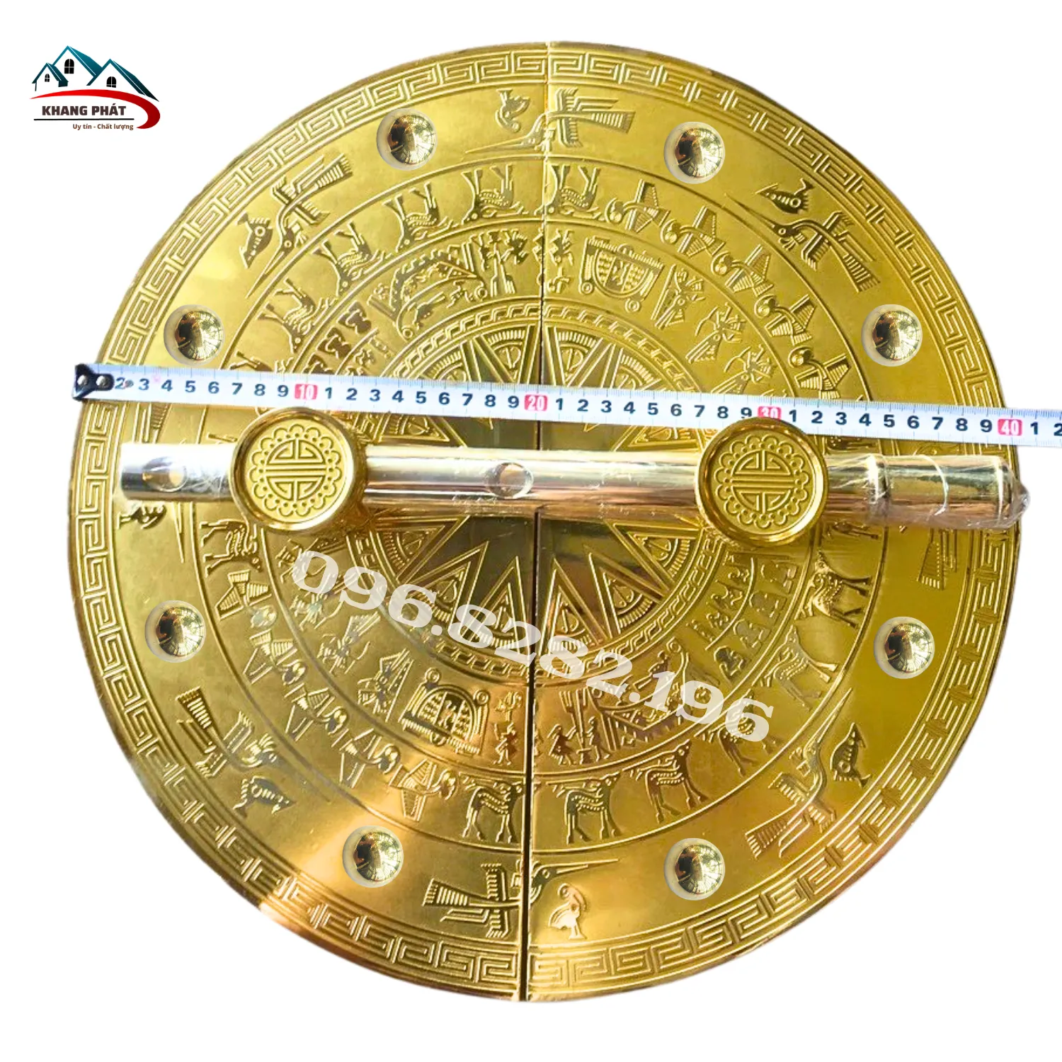 Chuỳ mâm đồng 40cm hoa văn trống đồng Đông Sơn