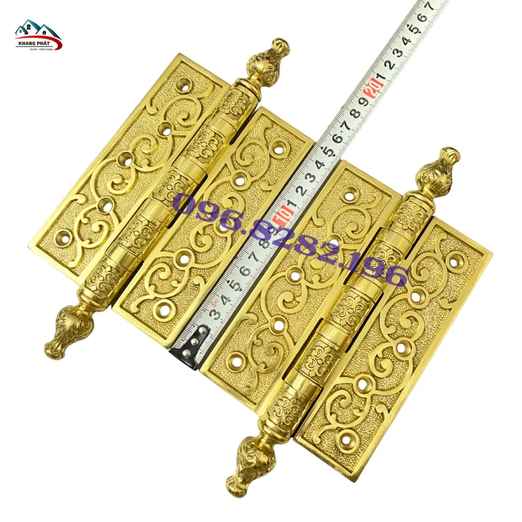 Bản lề đồng 15cm hoa văn cao cấp cho cửa gỗ