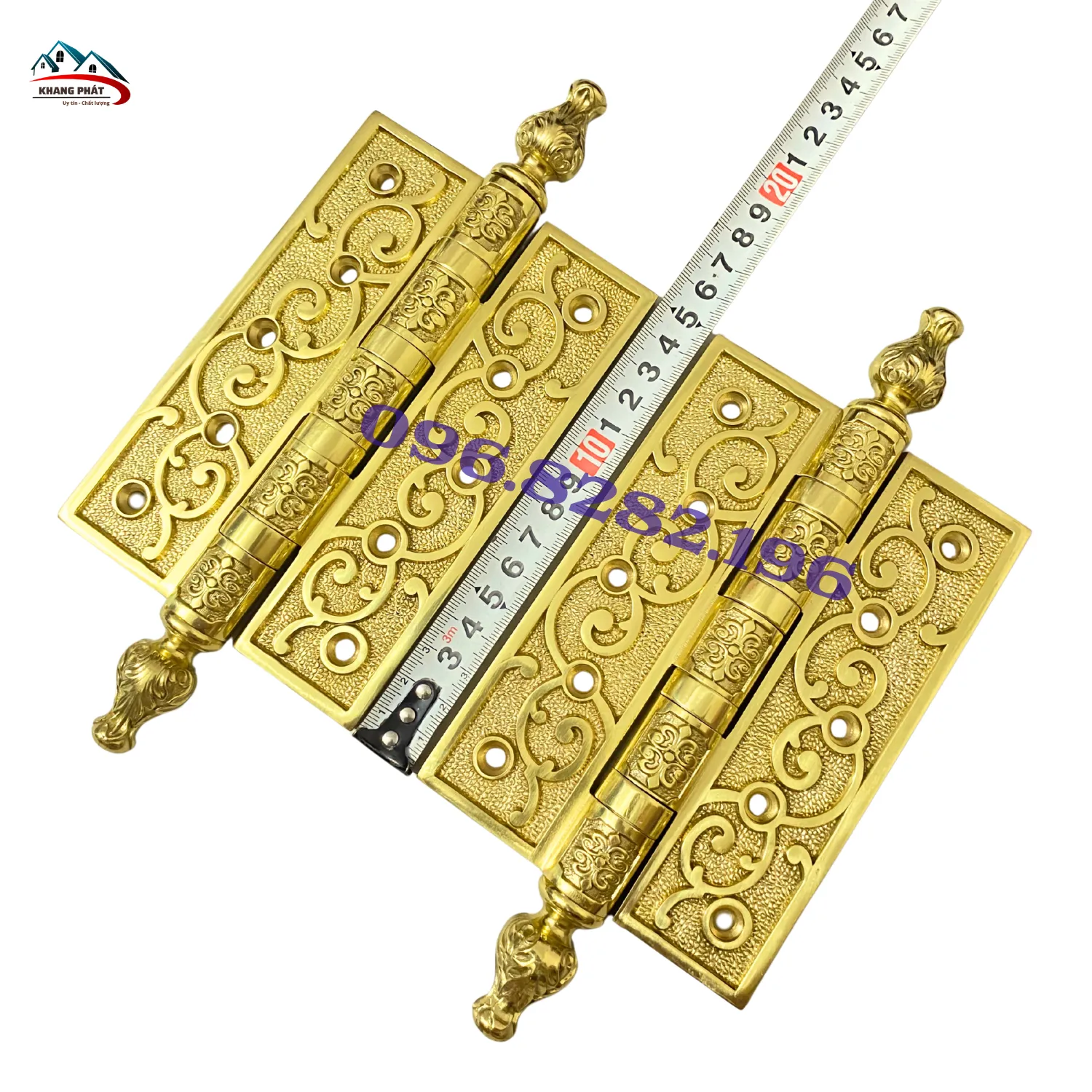 Bản lề đồng 15cm hoa văn cao cấp cho cửa gỗ