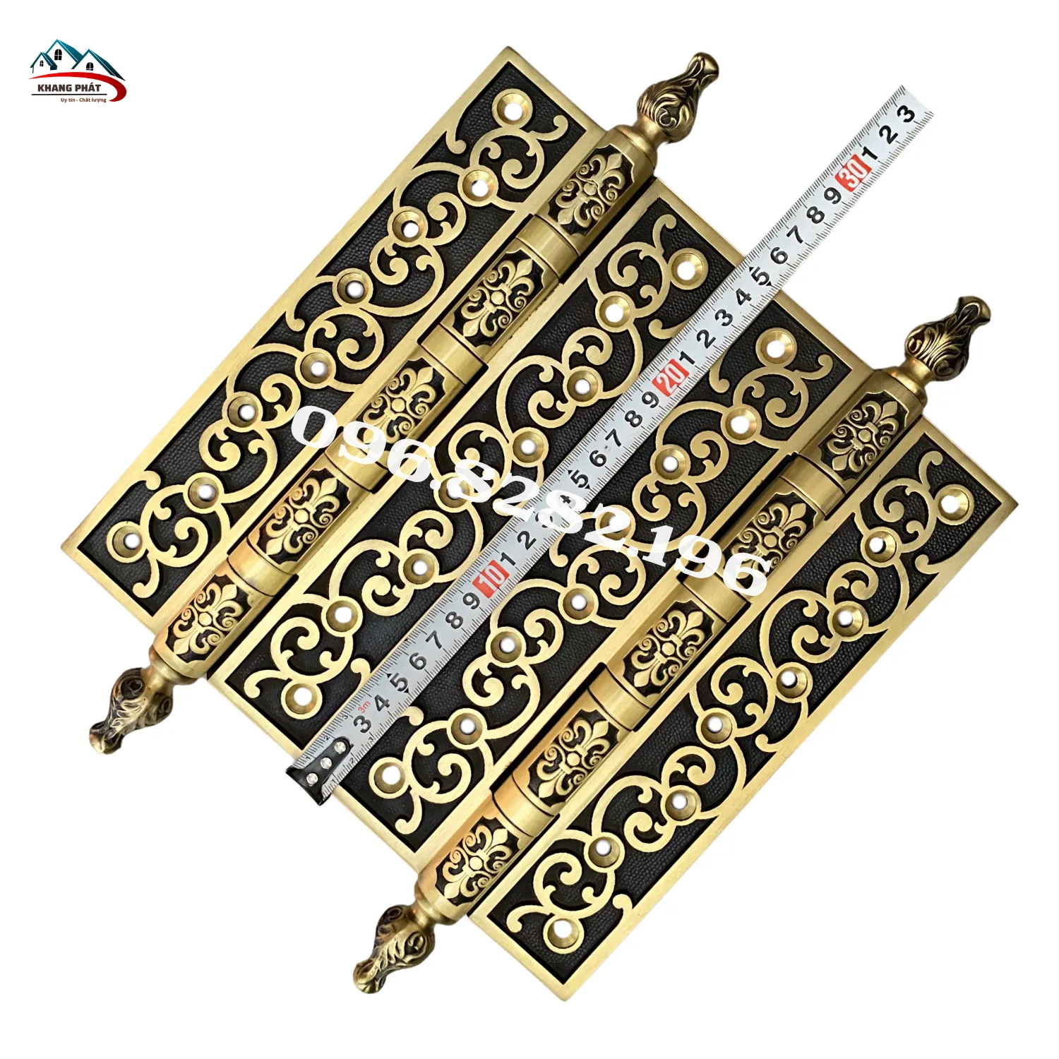 bản lề đồng thau kp-ldr125 hoa văn màu rêu cổ