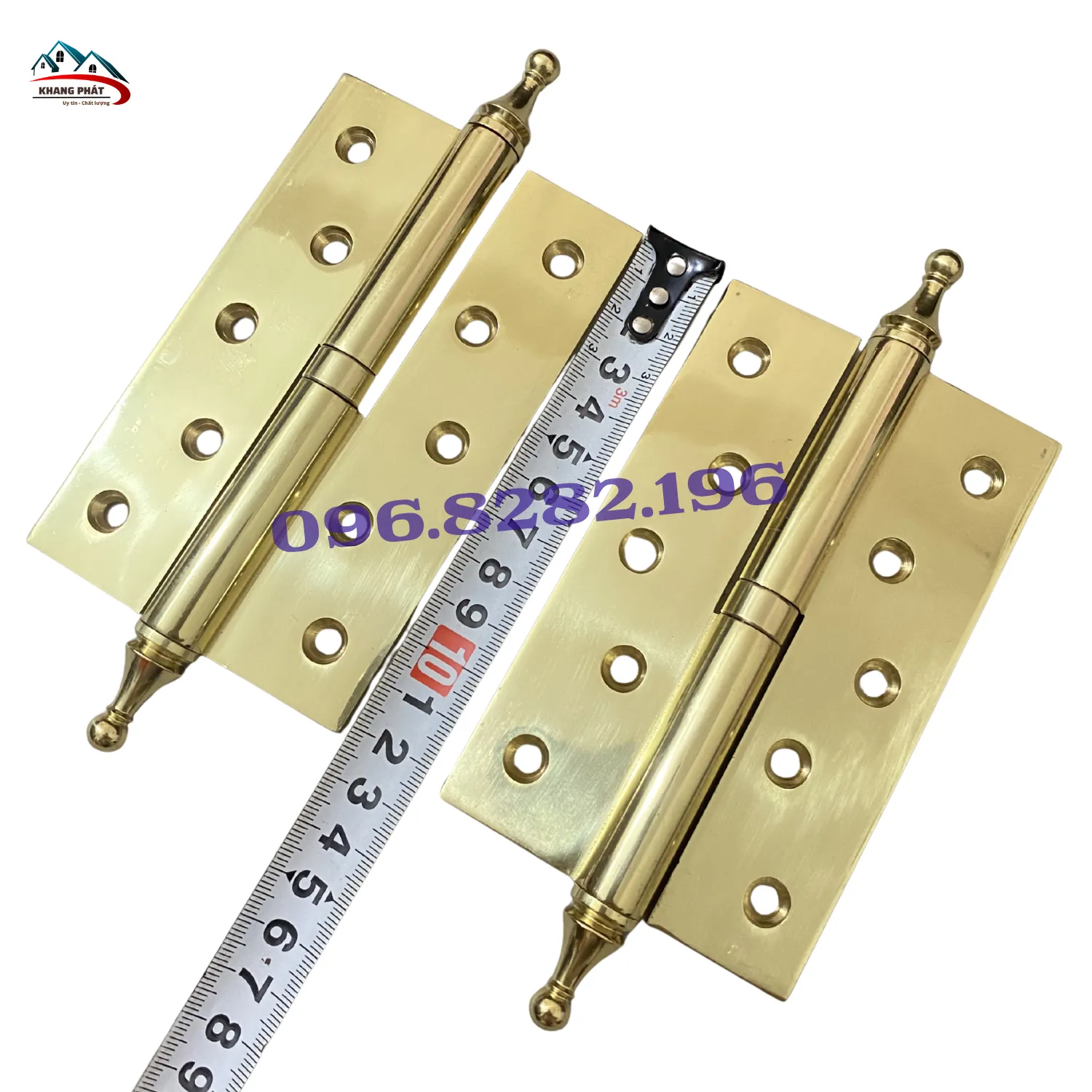 Bản lề cối đồng KP-LĐB312C màu vàng bóng kích thước 12,5cm