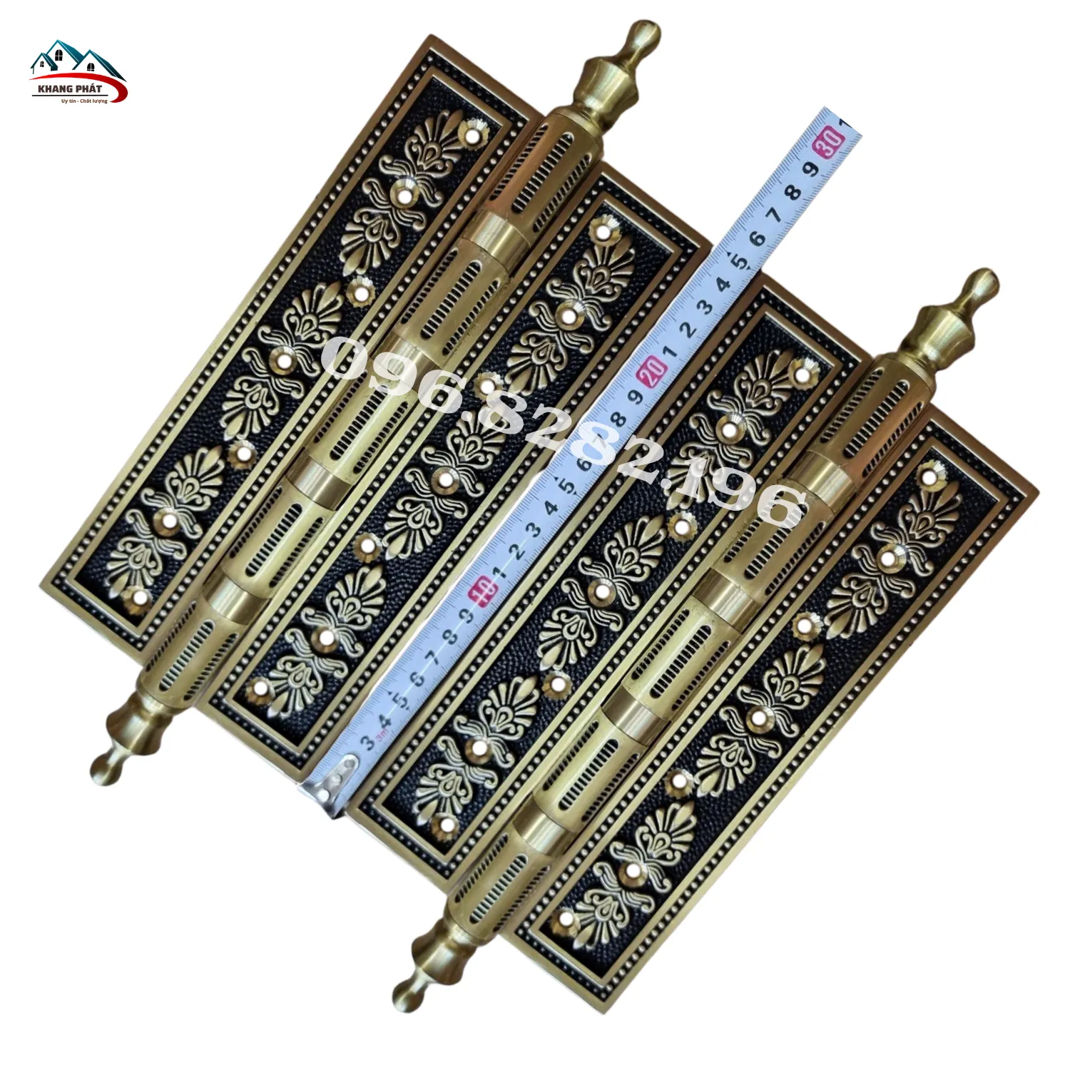 Bản lề đồng dài 25cm KP-LĐR525 hoa cúc màu rêu