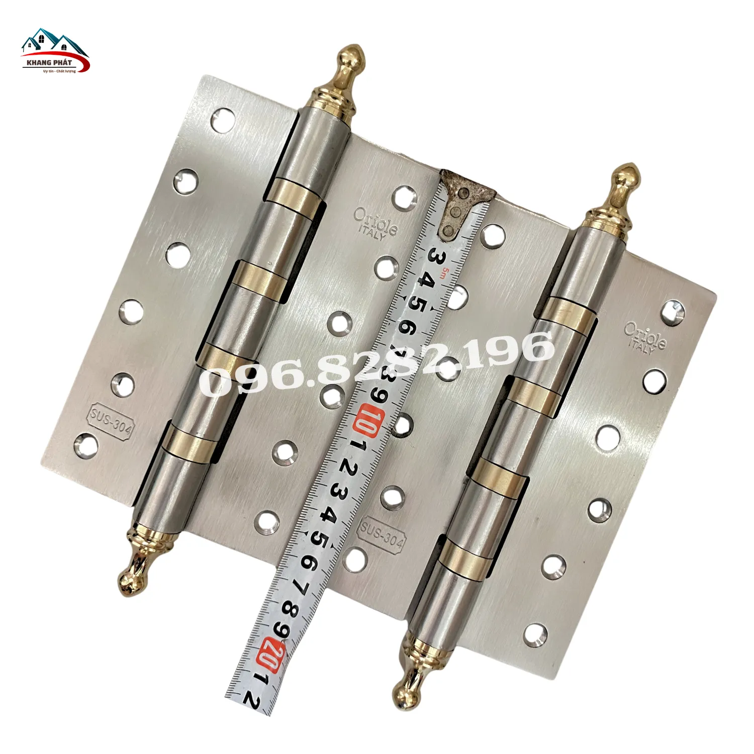 Bản lề lá N18 Inox 304 dài 16.8cm cho cửa gỗ dày