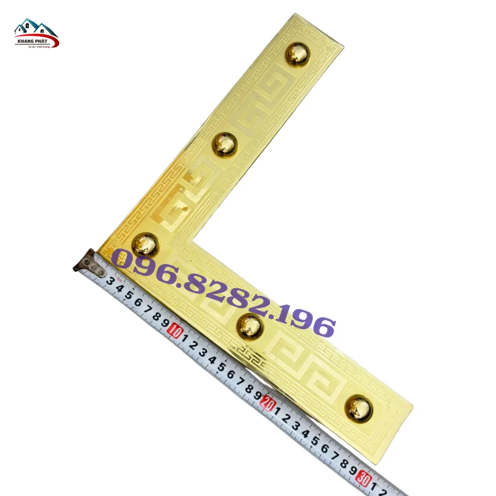 Ke đồng cửa cổng gỗ 30cm KP-KGB130 hoa văn chữ Vạn vàng bóng