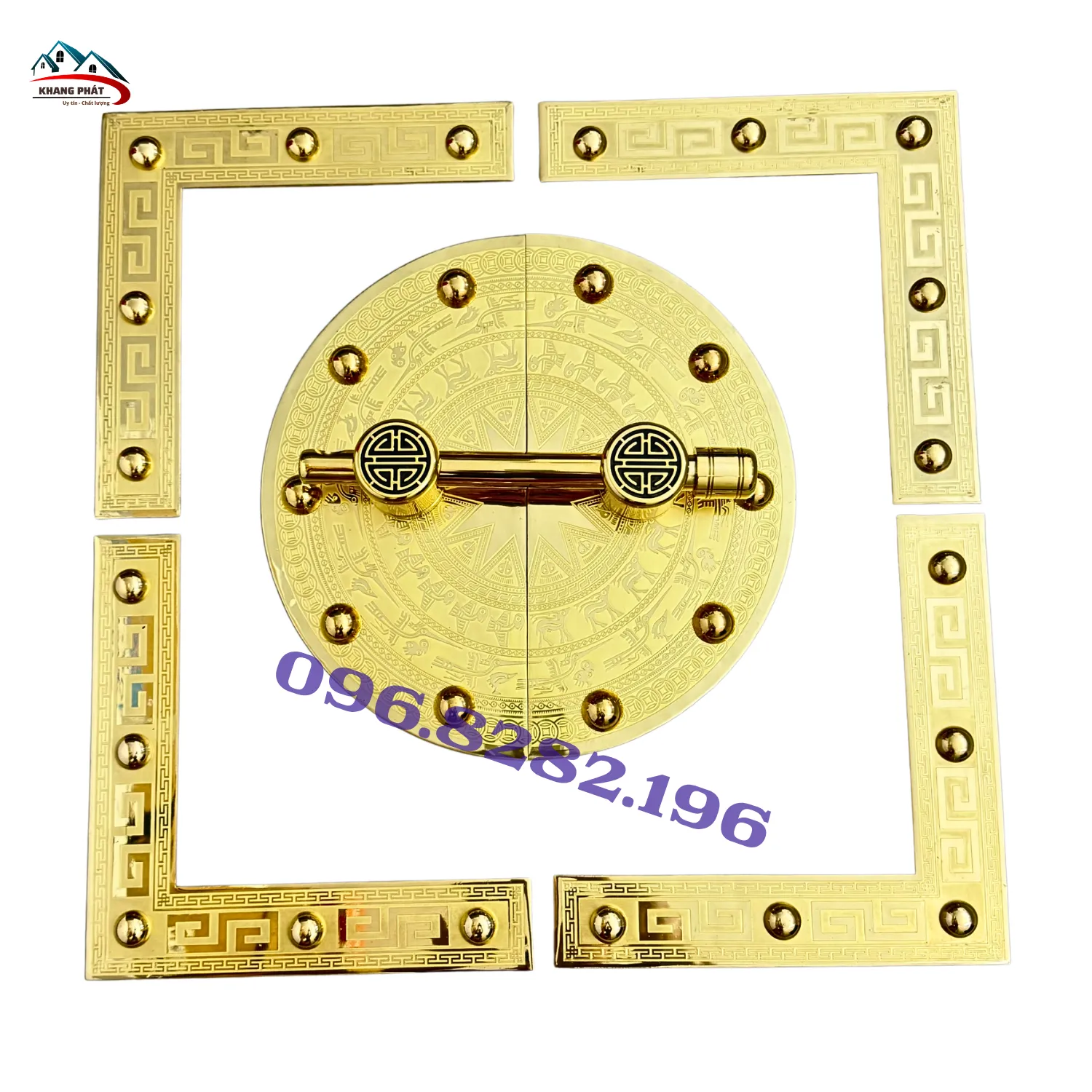 Phụ kiện trang trí cổng gỗ bằng đồng tổng thể