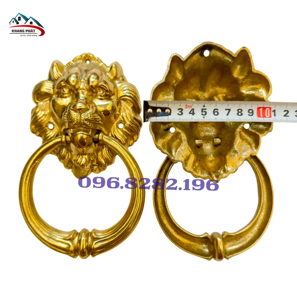 tay gõ cửa mặt sư tử bằng đồng 10cm