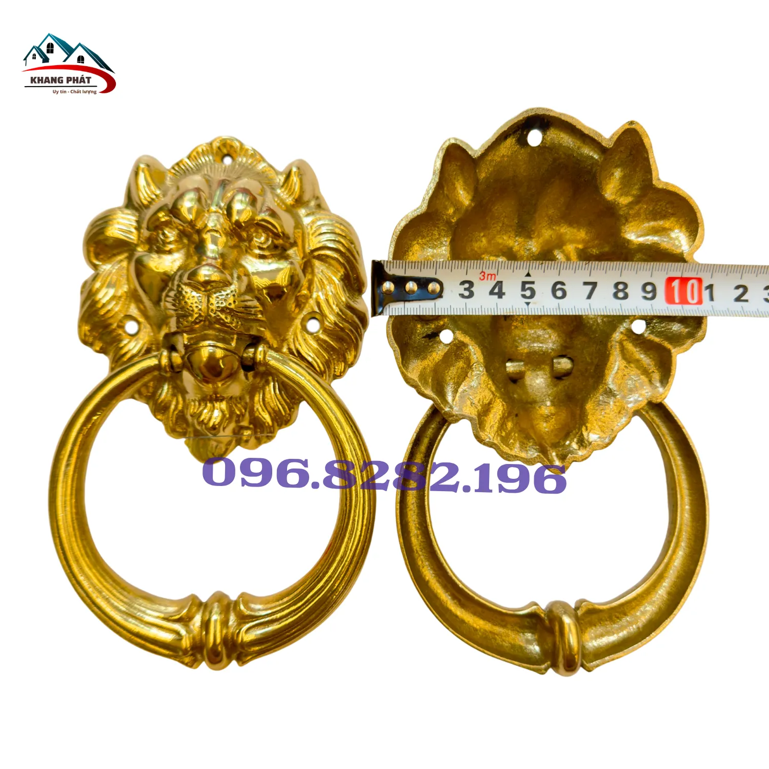 tay gõ cửa mặt sư tử bằng đồng 10cm