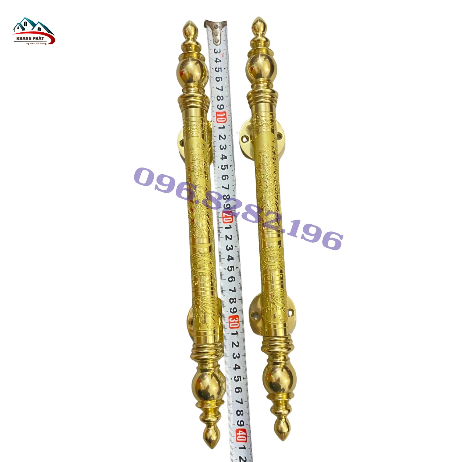 Tay kéo cửa đồng KP-TNHC4024B hoa văn vàng bóng