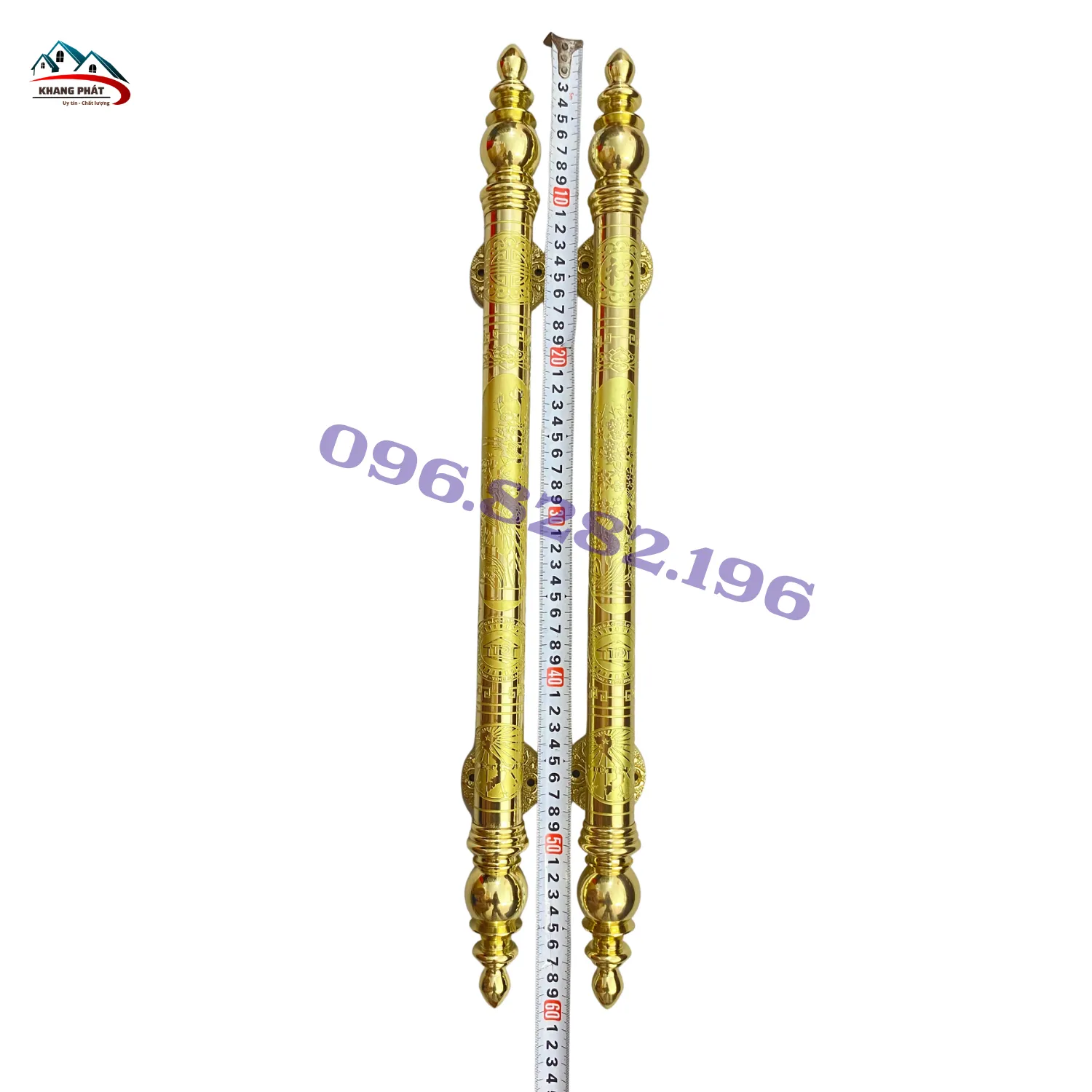 Tay kéo cửa hoa văn bằng đồng 60cm KP-TNHC6030B