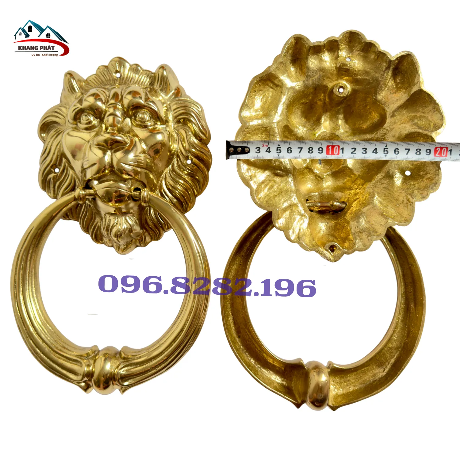 tay kéo cửa sư tử bằng đồng 20cm