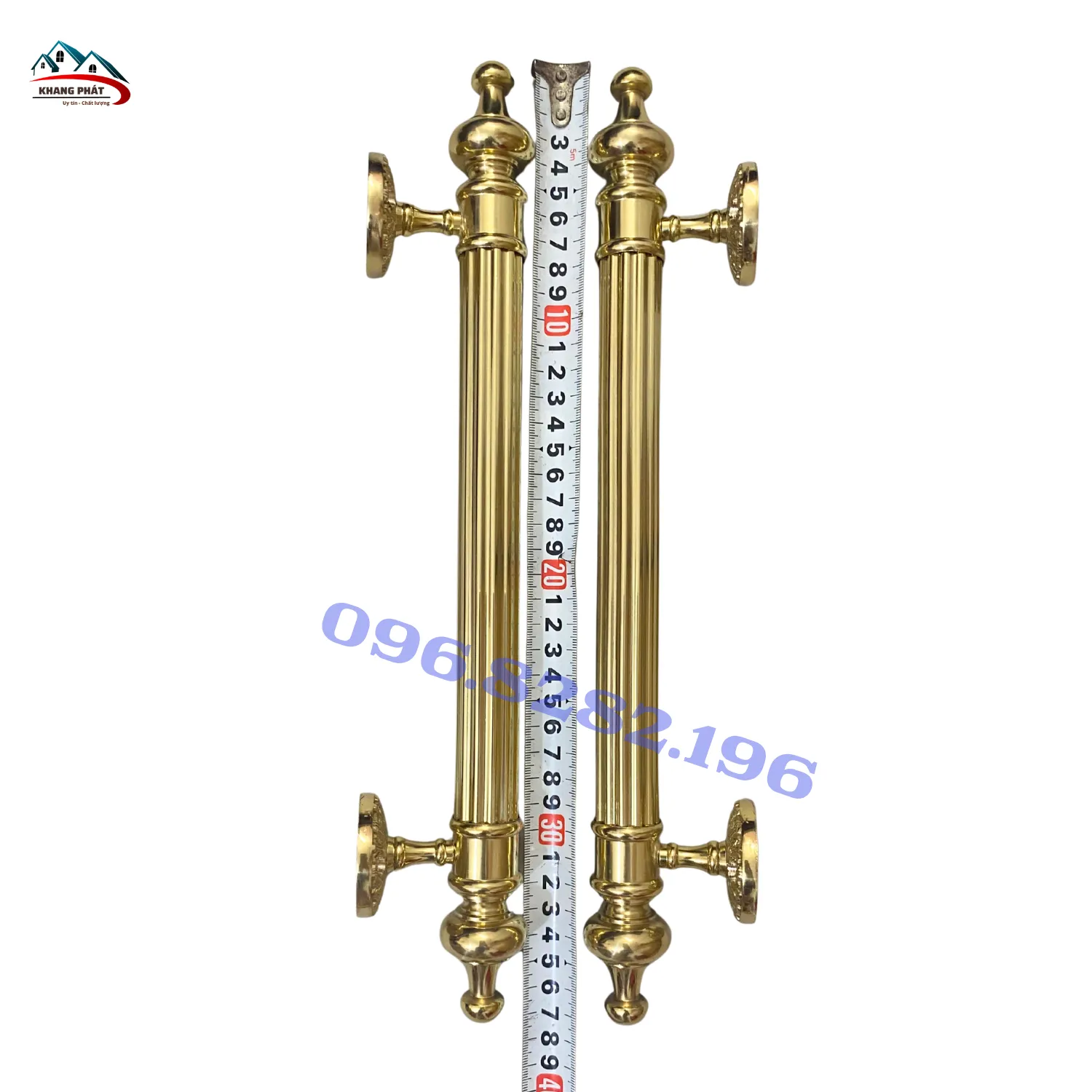 Tay nắm cửa đồng 38cm KP-TNS3824B màu vàng bóng